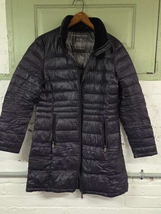 Andrew Marc Jackets & Blazers - Andrew Marc Women's Black Quilted Long Puffer Jacket Sz Med Down
